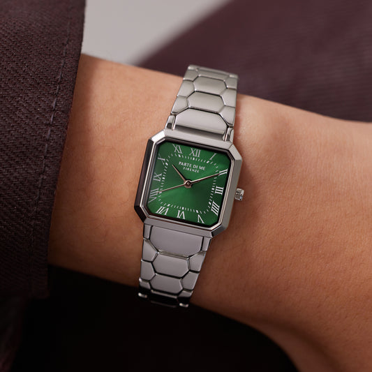 Orologio square ladies watch silver coloured and green - Parte di Me