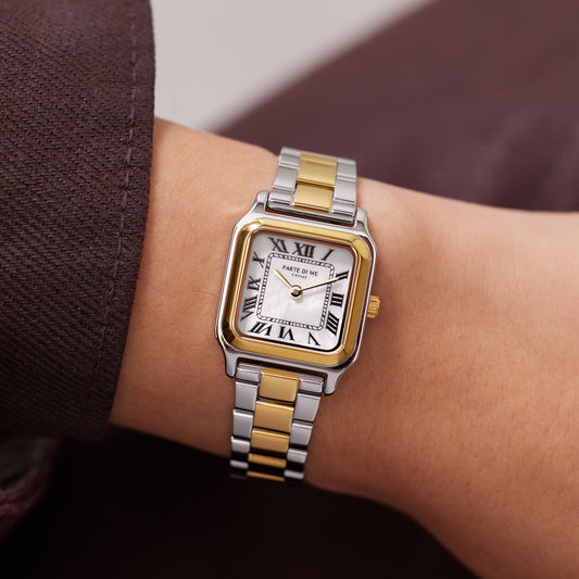 Orologio rectangular ladies watch gold coloured and silver - Parte di Me