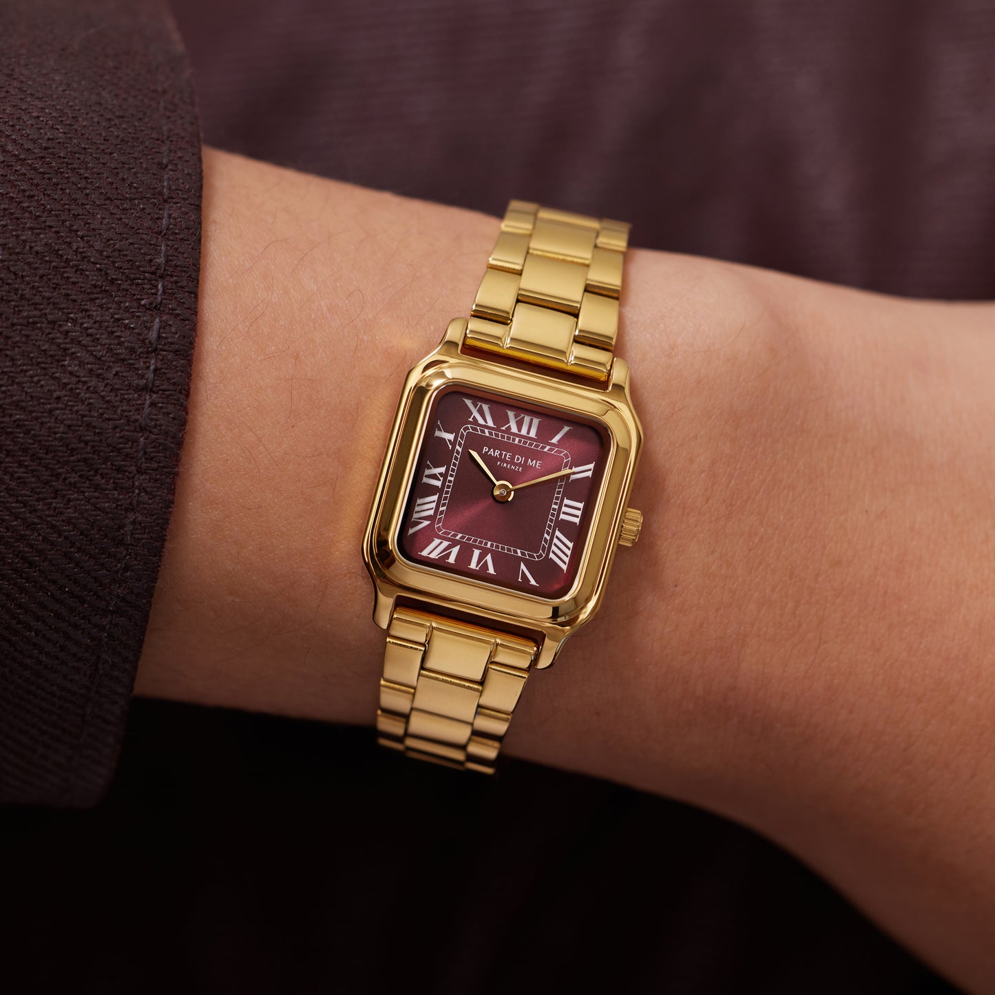 Orologio rectangular ladies watch gold coloured and bordeaux - Parte di Me