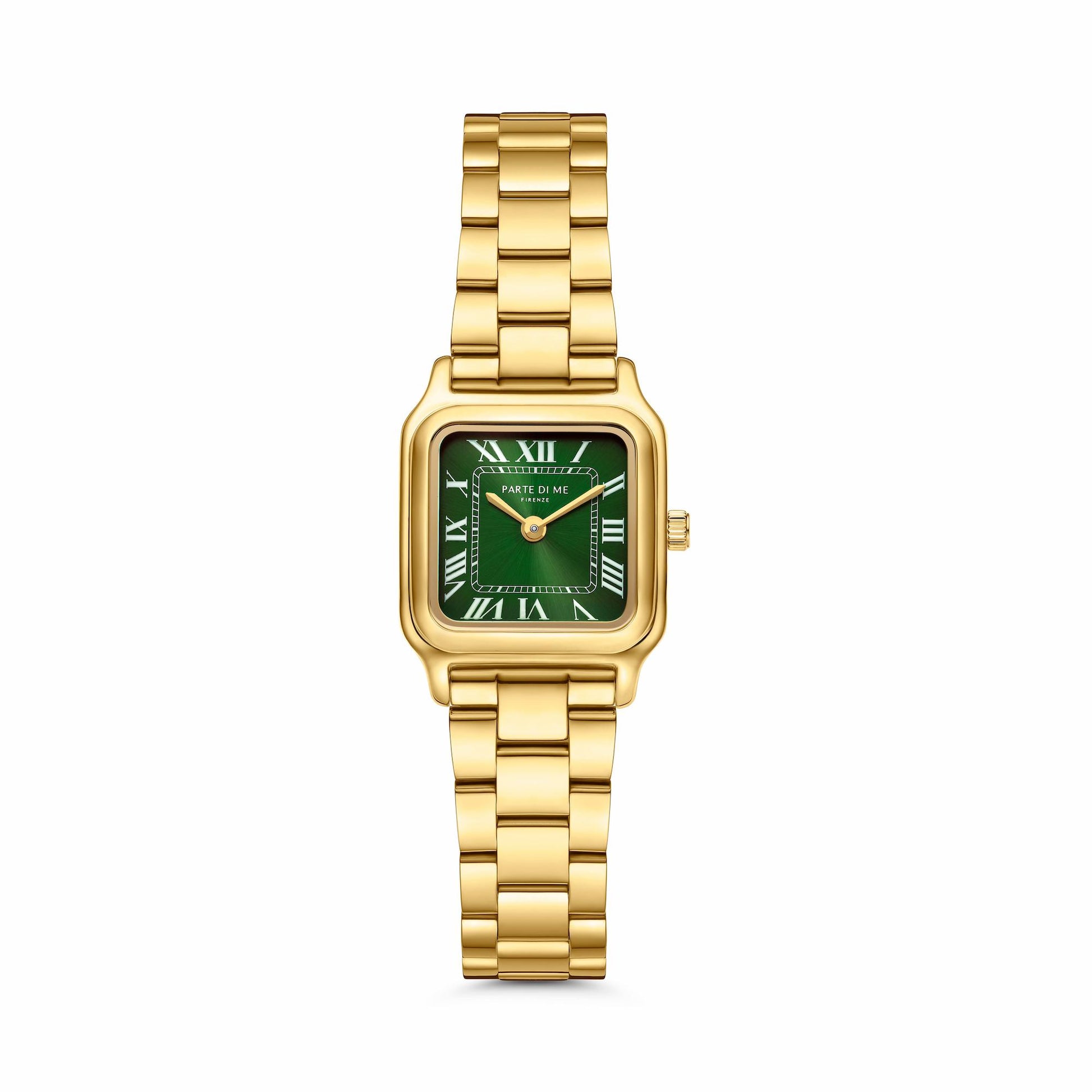 Orologio rectangular ladies watch gold and green - Parte di Me