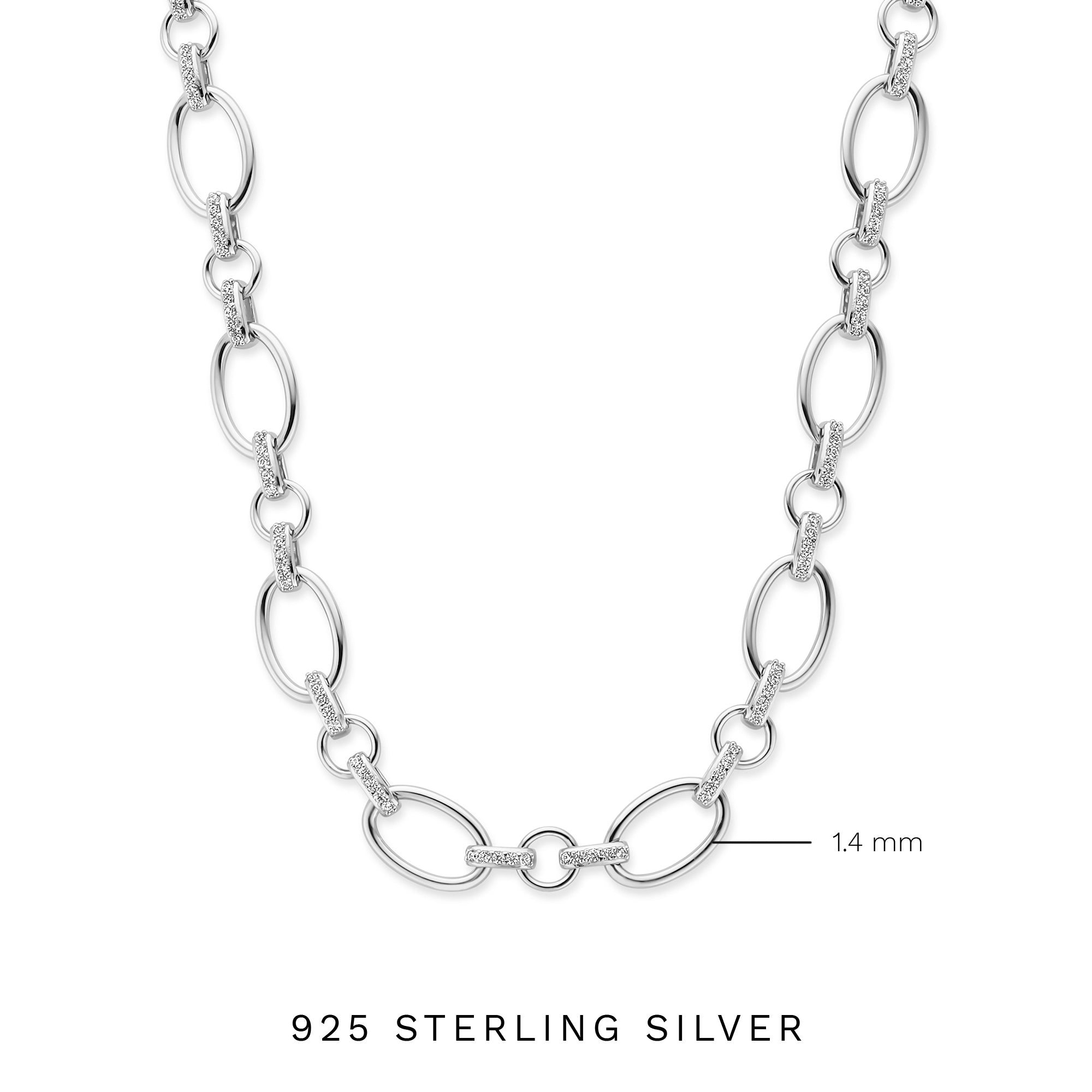 Silver necklace online 925 zirconium white and black