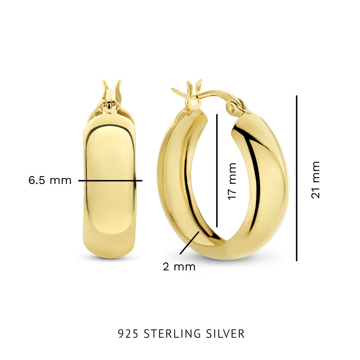 Bibbiena Poppi Casentino 925 sterling silver gold plated hoop earrings - Parte di Me