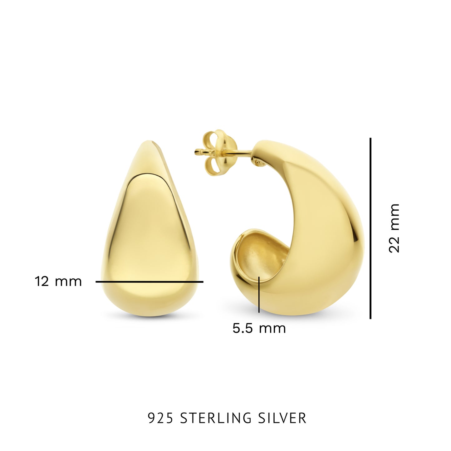 Bibbiena Poppi Casentino 925 sterling silver gold plated hoop earrings - Parte di Me