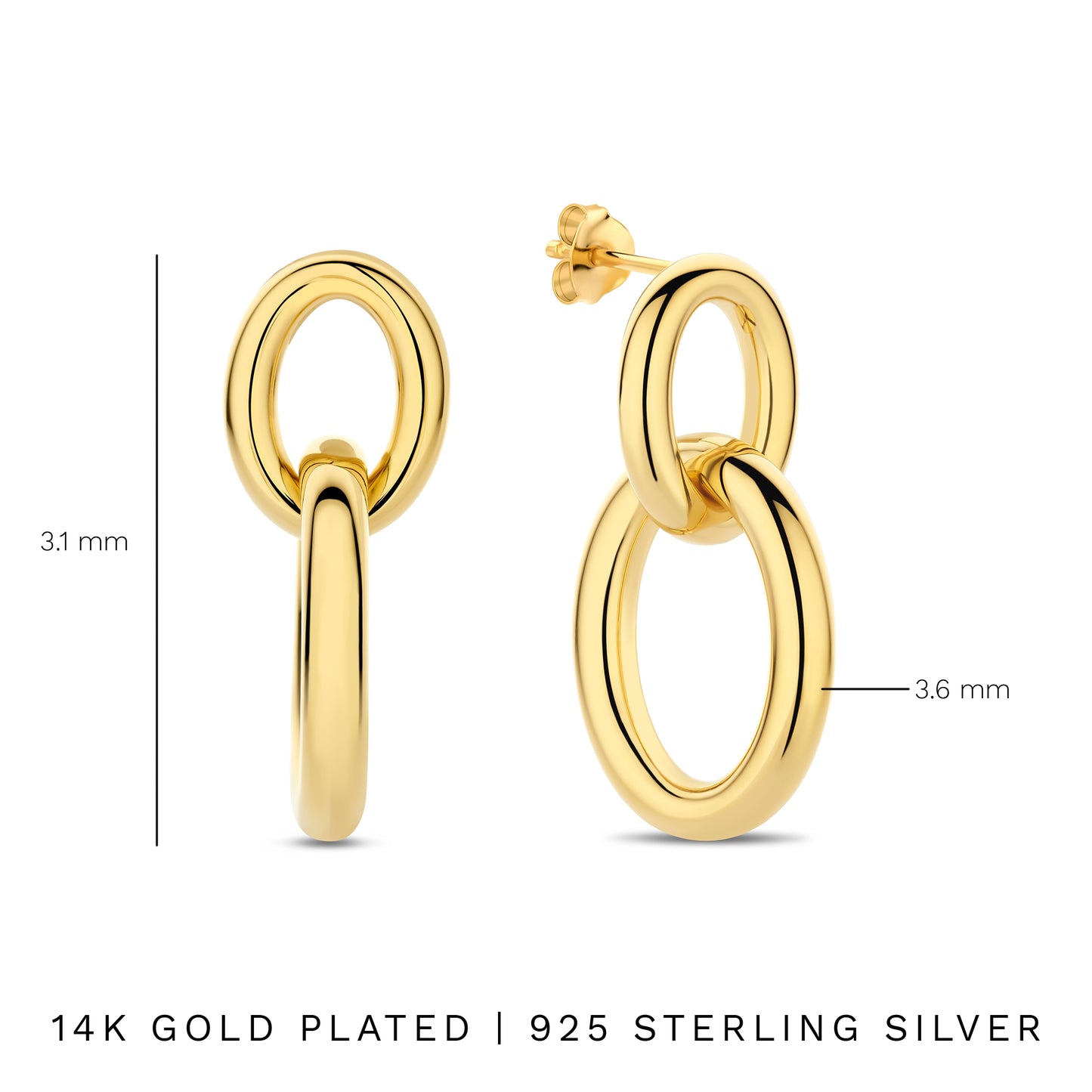 Bibbiena Poppi Adriane 925 sterling silver gold plated drop earrings - Parte di Me