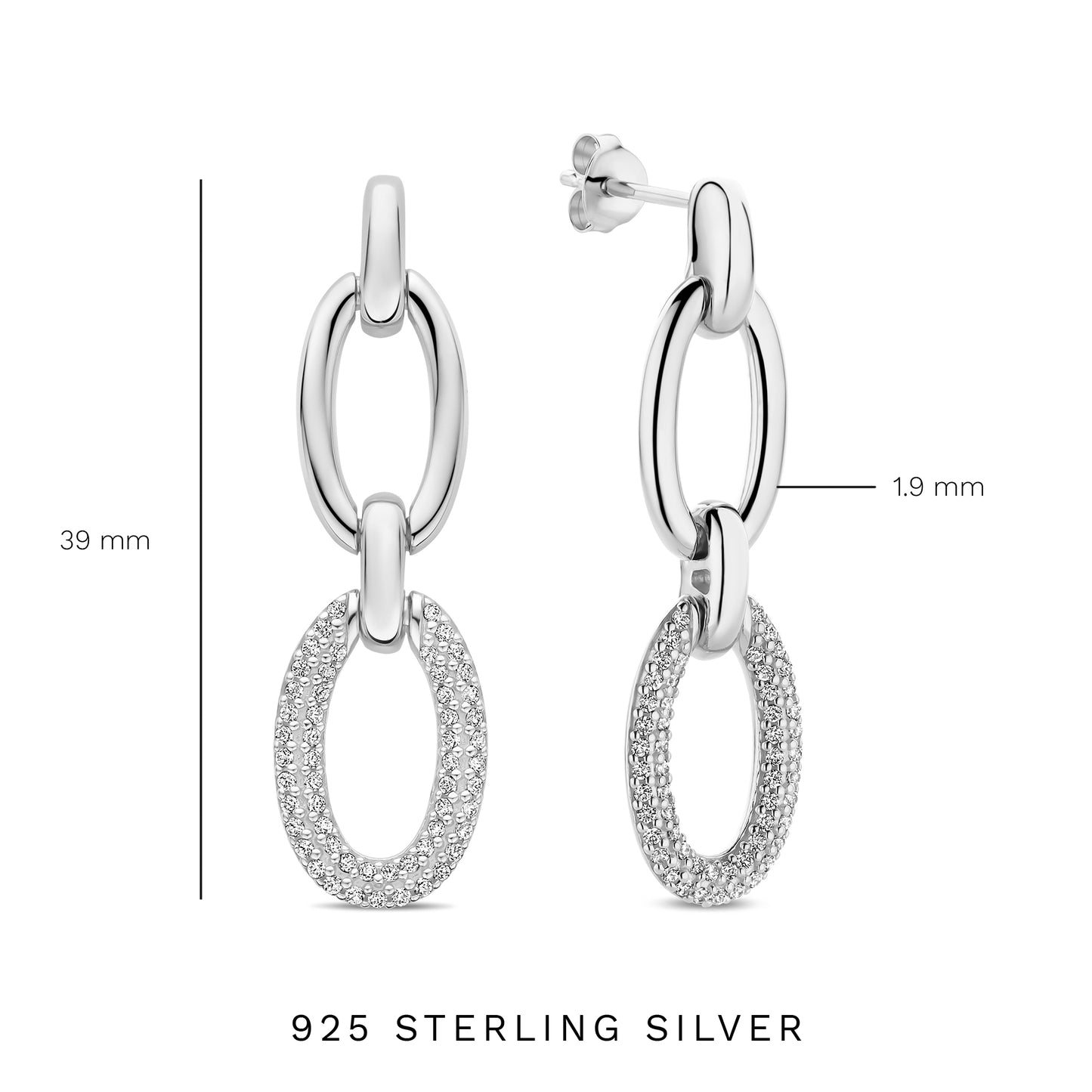 Bibbiena Poppi Clara 925 sterling silver drop earrings with zirconia stones - Parte di Me