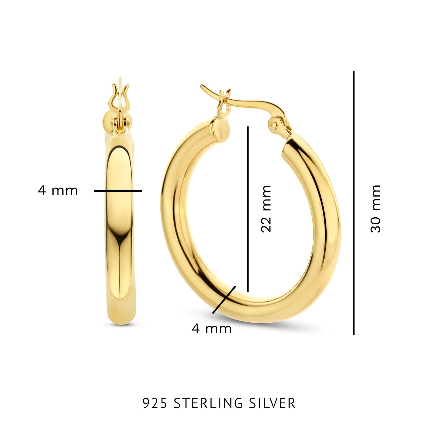 Bibbiena Poppi Casentino 925 sterling silver gold plated hoop earrings - Parte di Me