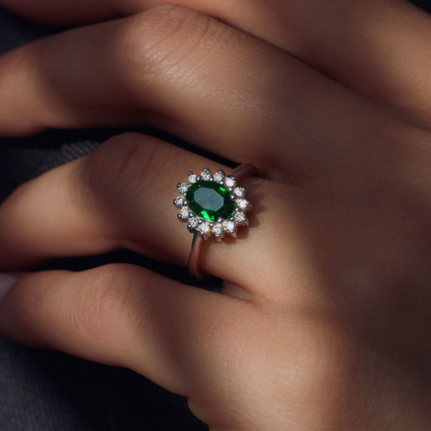 Mia Colore Verdi 925 sterling sølv ring med grøn zirconia sten