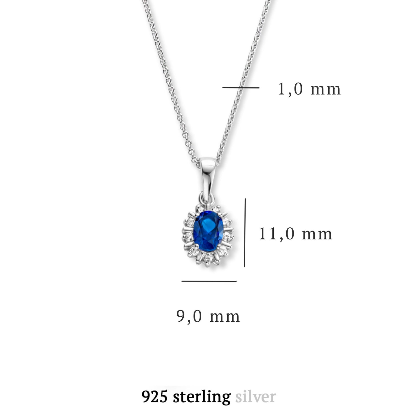 Mia Colore Azure 925 sterling silver necklace with blue zirconia stone - Parte di Me