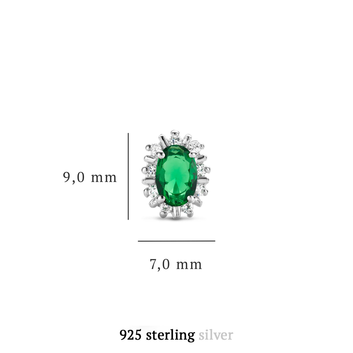 Mia Colore Verdi orecchini a bottone in argento sterling 925 con pietra zircone verde