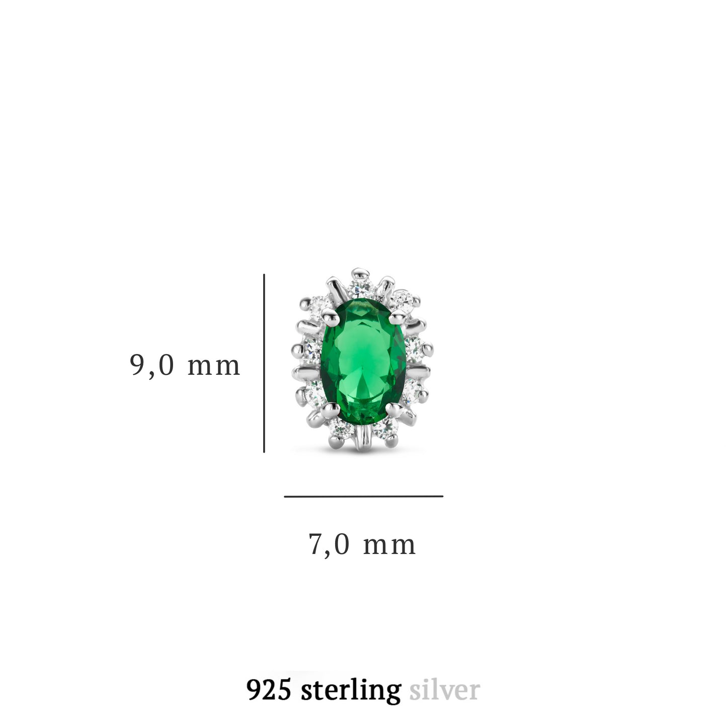 Mia Colore Verdi 925 sterling silver ear studs with green zirconia stone - Parte di Me