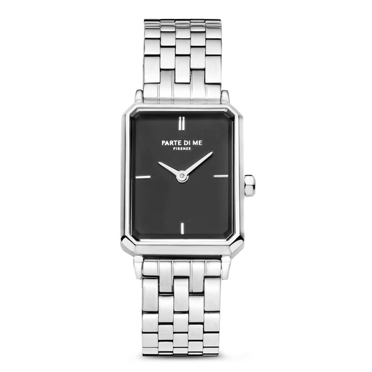 Orologio rectangular ladies watch silver coloured and black - Parte di Me