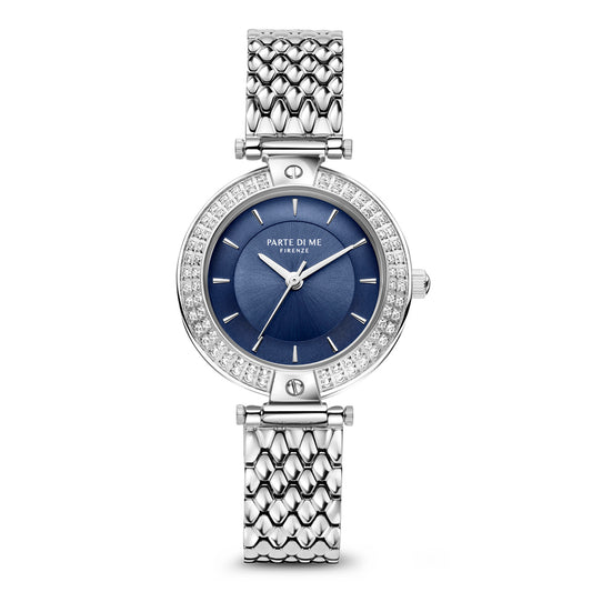 Orologio round ladies watch silver coloured and blue - Parte di Me