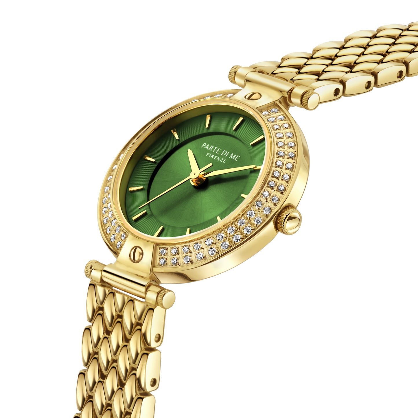 Orologio round ladies watch gold coloured and green
