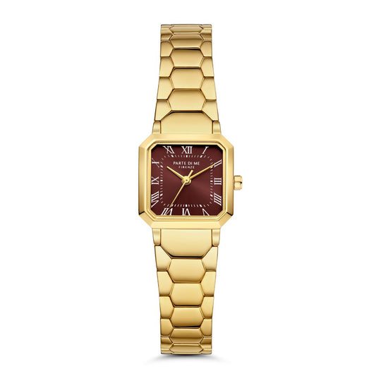 Orologio square ladies watch gold coloured and dark brown - Parte di Me