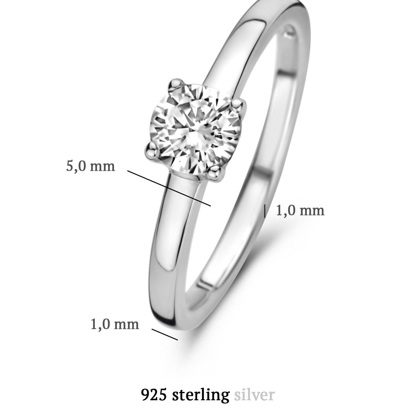 Ponte Vecchio Sofia 925 sterling silver ring with zirconia stone