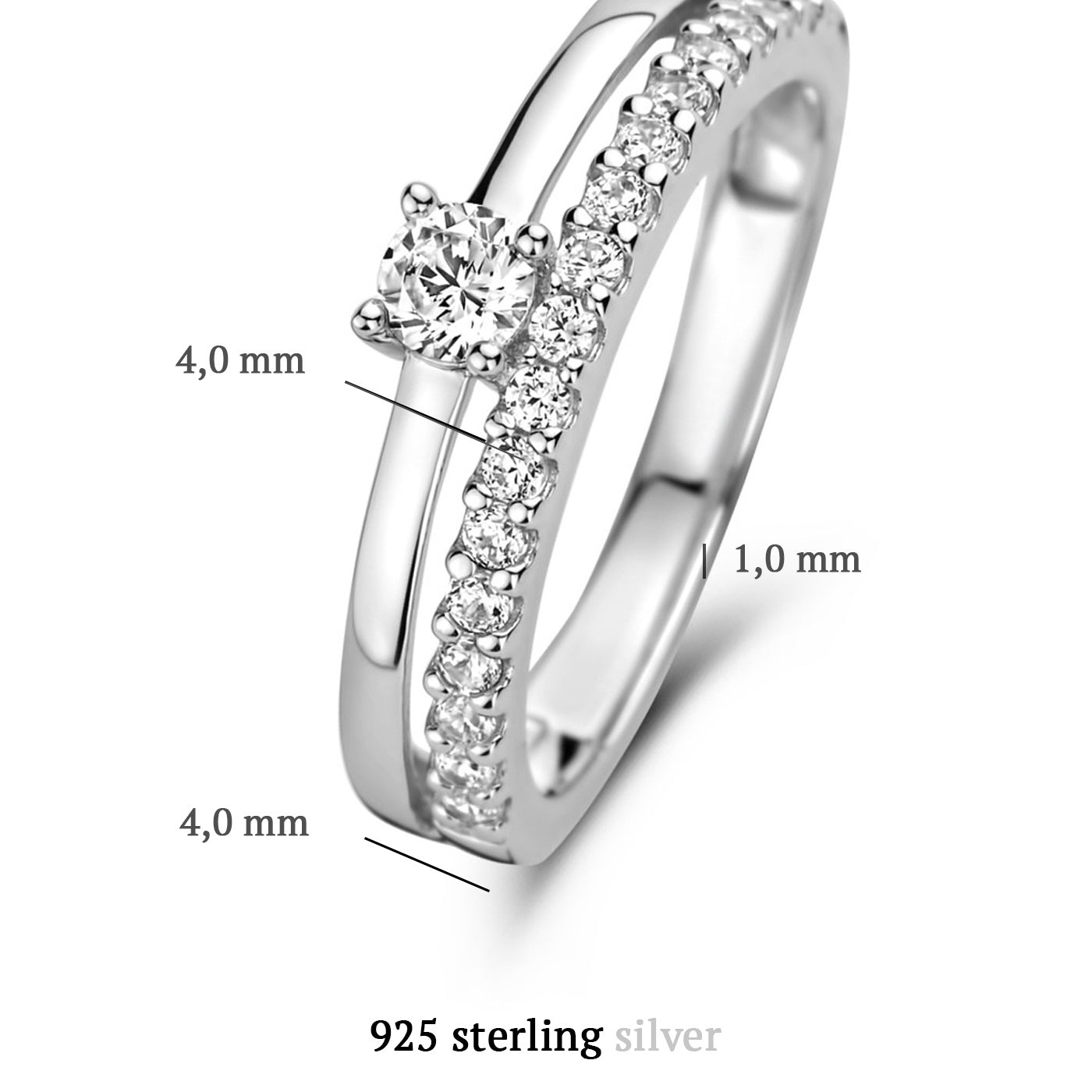 Ponte Vecchio Uffizi 925 Sterling Silber Ring mit Zirkonia Steinen