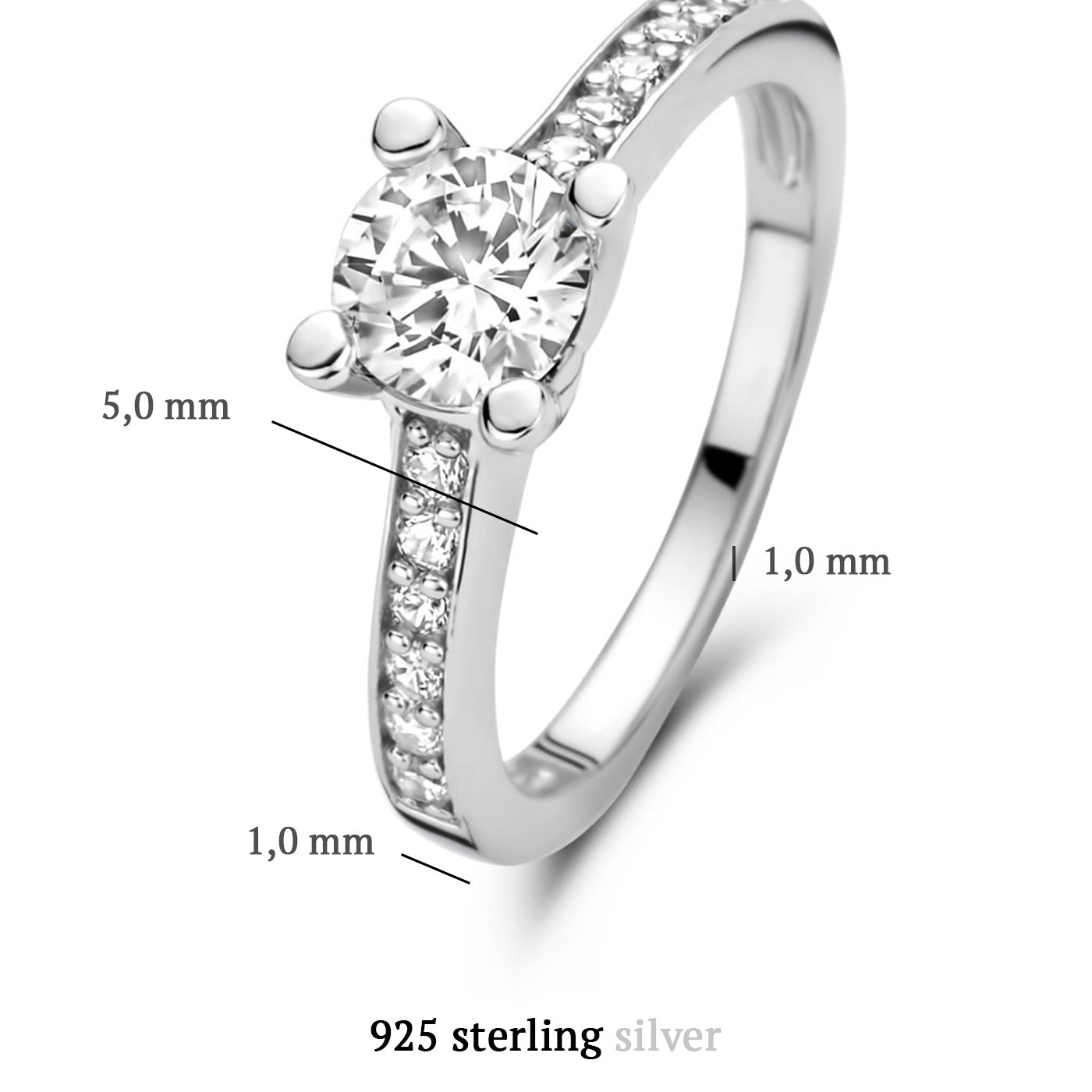 Ponte Vecchio Uffizi 925 sterling zilveren ring met zirkonia steen