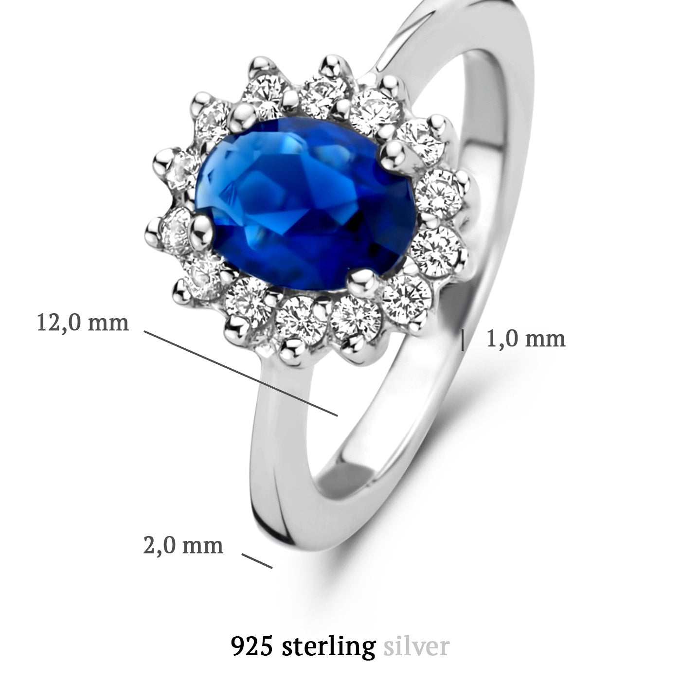 Brioso Cortona Lia 925 sterling silver ring with sapphire and zirconia - Parte di Me