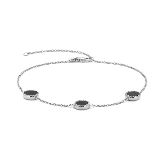 Brioso Cortona Giulia 925 sterling silver anklet with black onyx - Parte di Me