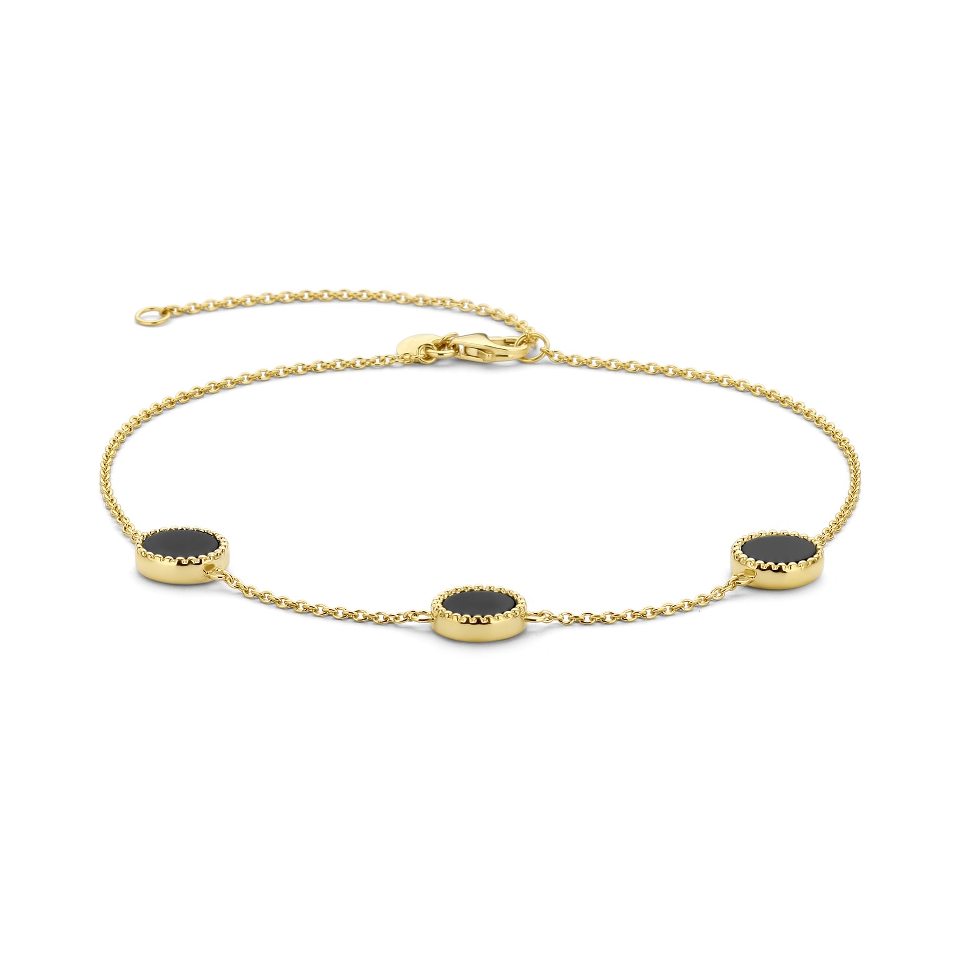 Brioso Cortona Giulia 925 sterling silver gold plated anklet with black onyx - Parte di Me