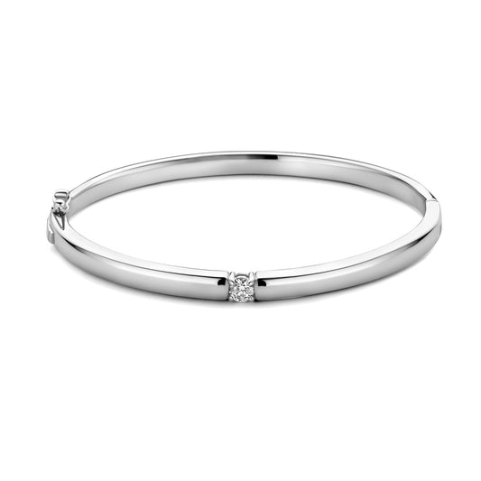 Bibbiena Poppi Casentino 925 sterling zilveren bangle met zirkonia steentje