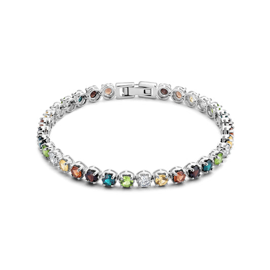 Santa Maria del Fiore 925 sterling sølv armbånd med farvede zirconia sten