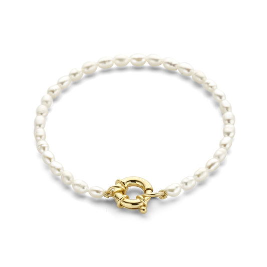 Brioso Cortona Bella 925 sterling silver gold plated pearl bracelet with 14 karat gold plating