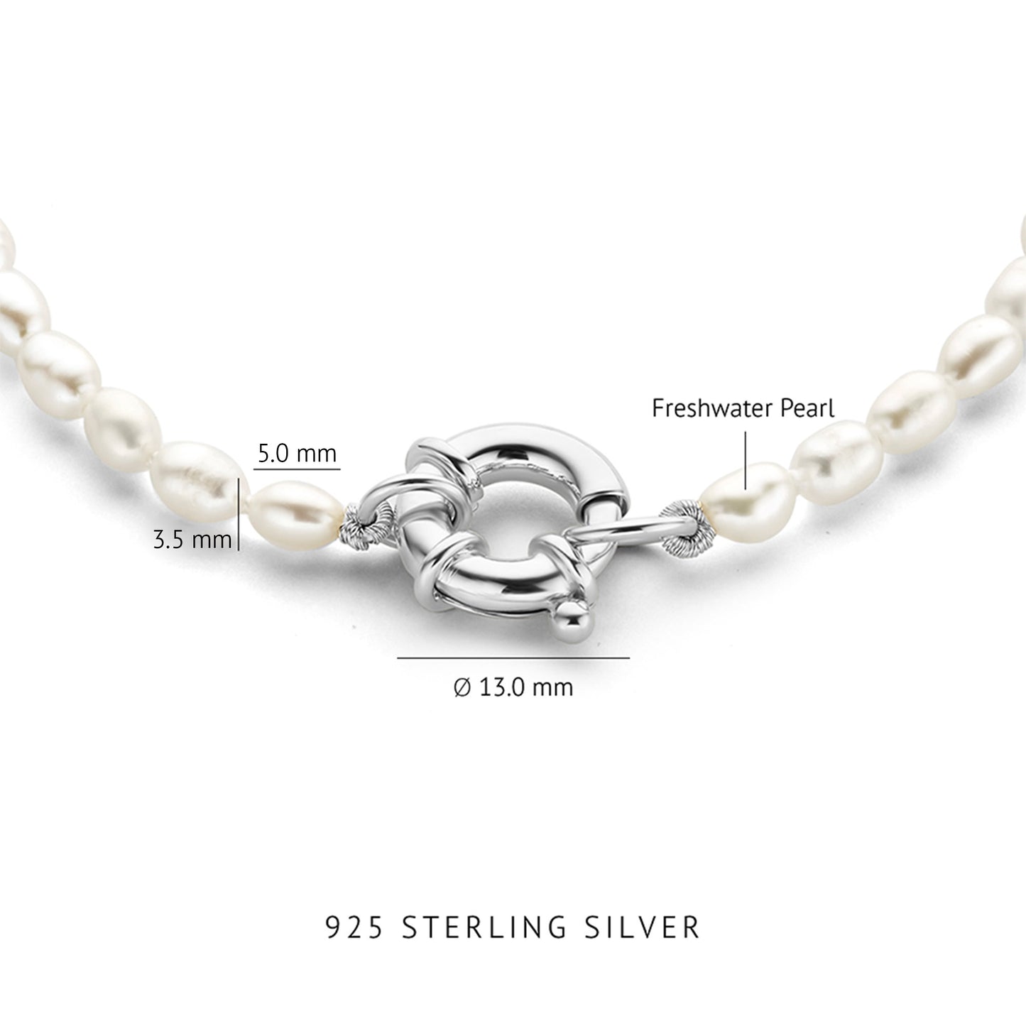 Brioso Cortona Bella 925 Sterling Silber Perlenarmband mit Süßwasserperlen