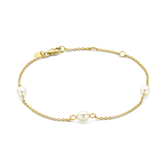 Brioso Cortona Ambra 925 sterling silver gold plated bracelet with freshwater pearls