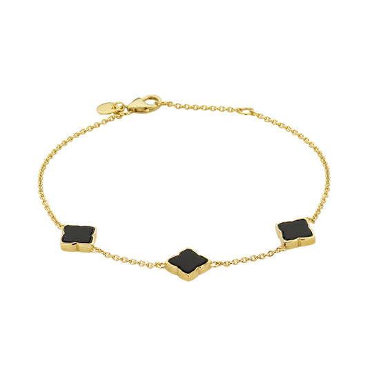 Brioso Cortona Giulia bracelet en argent sterling 925 plaqué or avec onyx noir