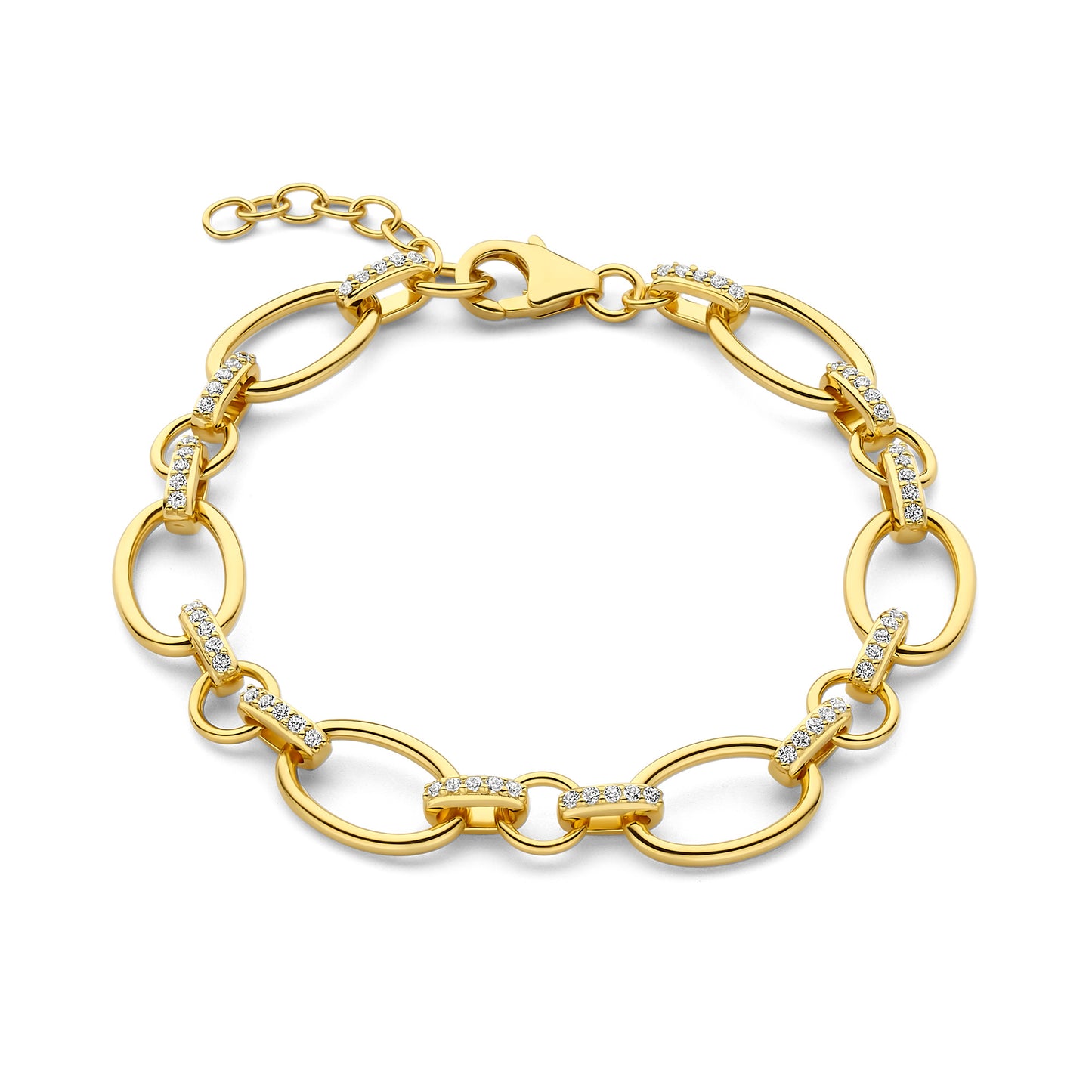 Bibbiena Poppi Clara 925 sterling silver gold plated link bracelet with zirconia stones - Parte di Me