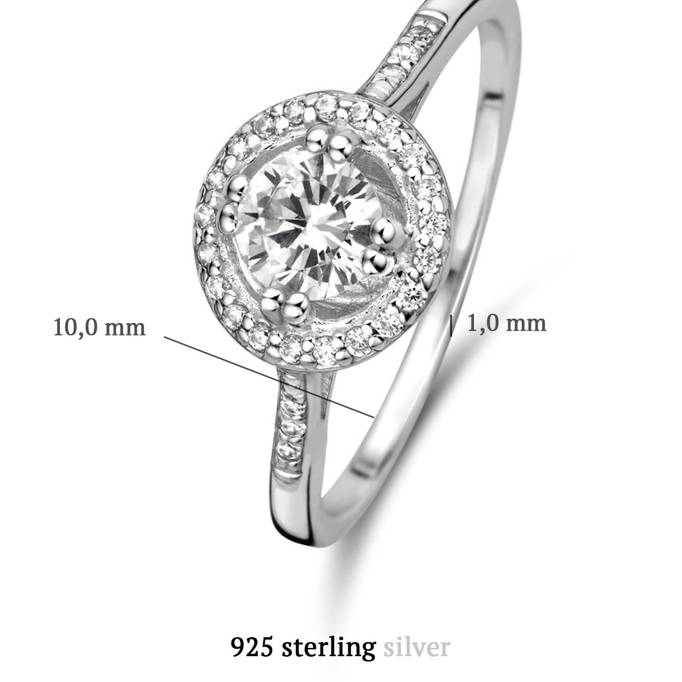 Ponte Vecchio Dalia 925 Sterling Silber Ring mit Zirkonia Stein