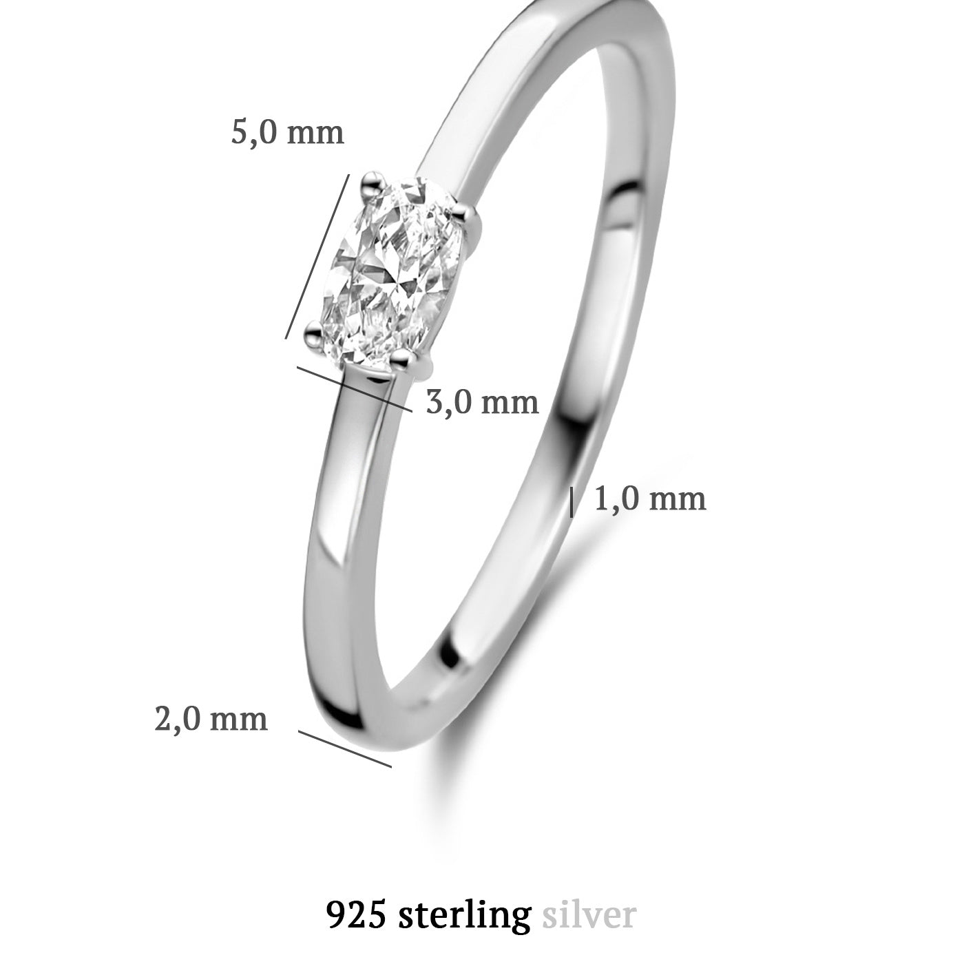 Ponte Vecchio Milena 925 Sterling Silber Ring mit Zirkonia Stein