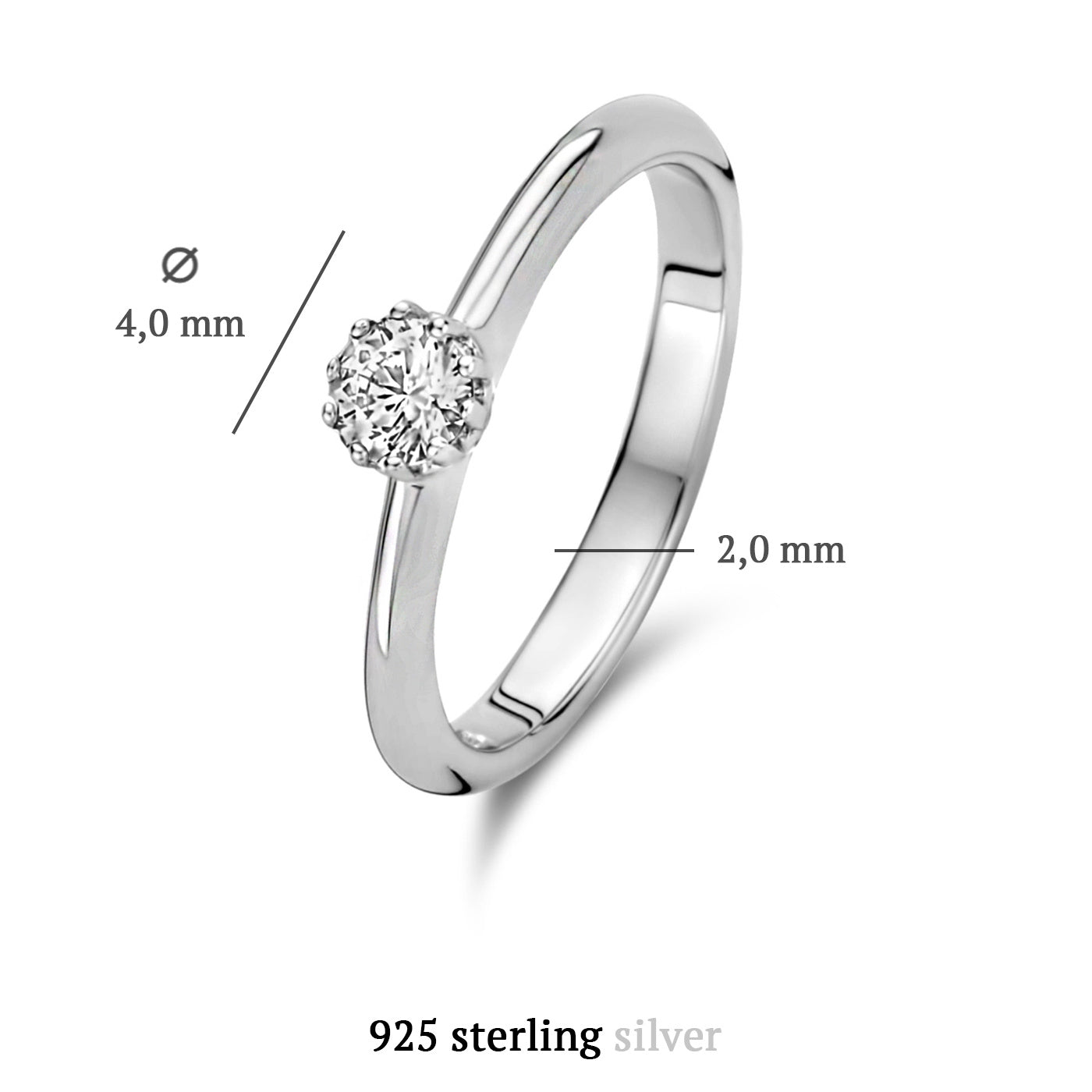 Cento Luci Mila anello in argento sterling 925 con pietra zircone