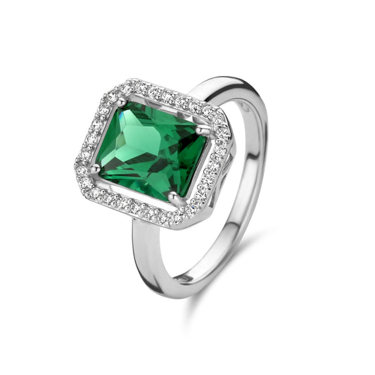 Mia Colore Verdi 925 Sterling Silber Ring mit grünem Zirkonia Stein