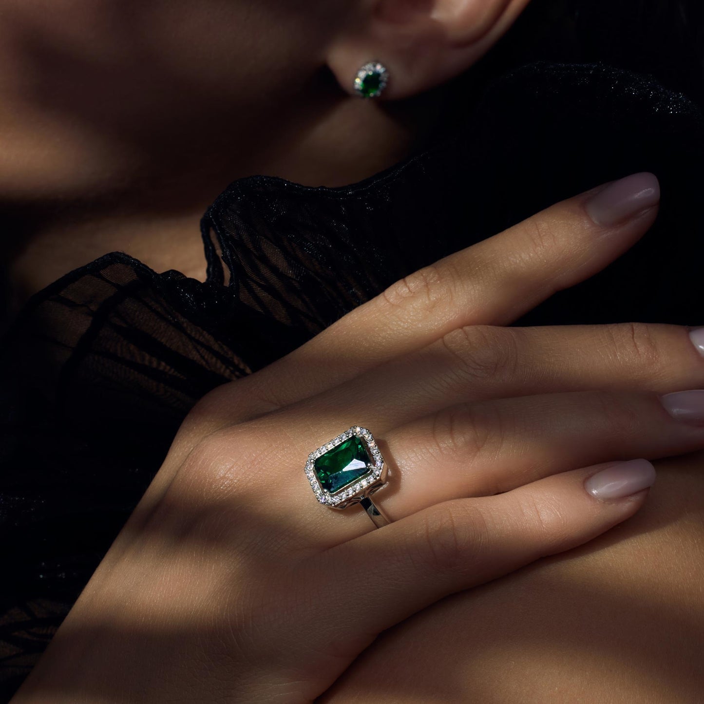Mia Colore Verdi anello in argento sterling 925 con pietra zircone verde