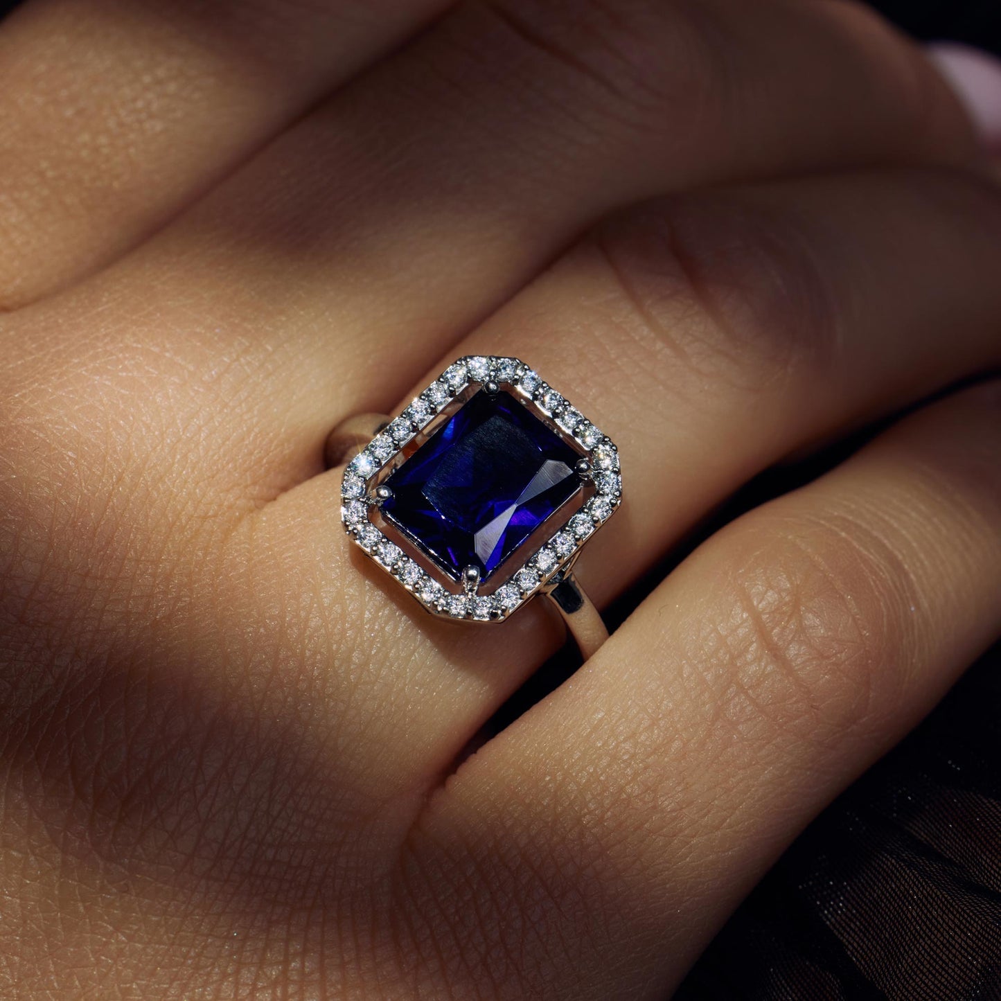 Mia Colore Azure anello in argento sterling 925 con pietra zircone blu
