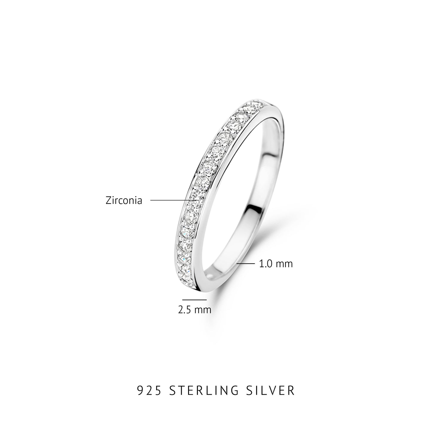 Santa Maria della Base 925 sterling zilveren ring met zirkonia steentjes