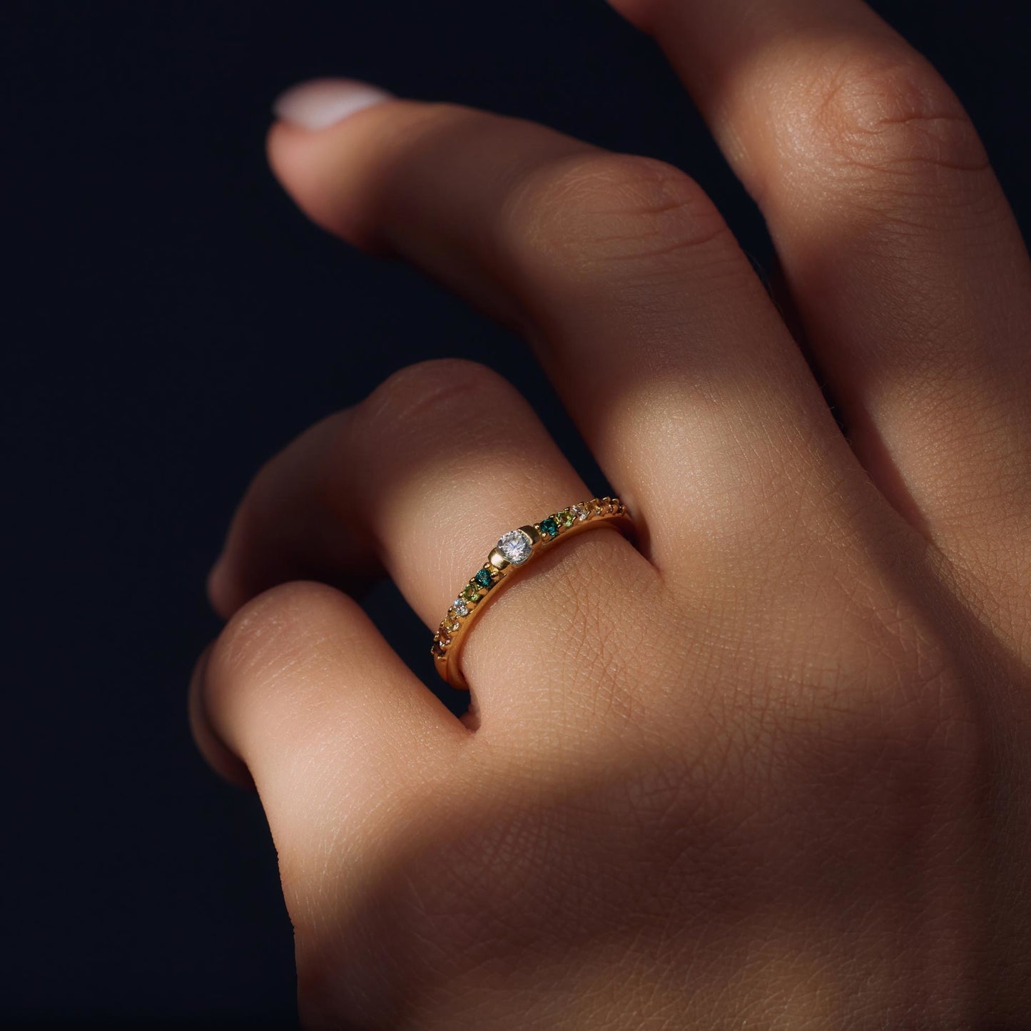 Santa Maria del Fiore bague en argent sterling 925 plaqué or avec pierres colorées de zircone