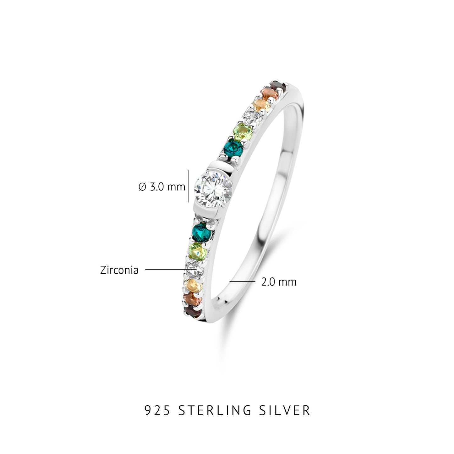 Santa Maria del Fiore 925 sterling silver ring with coloured zirconia stones - Parte di Me