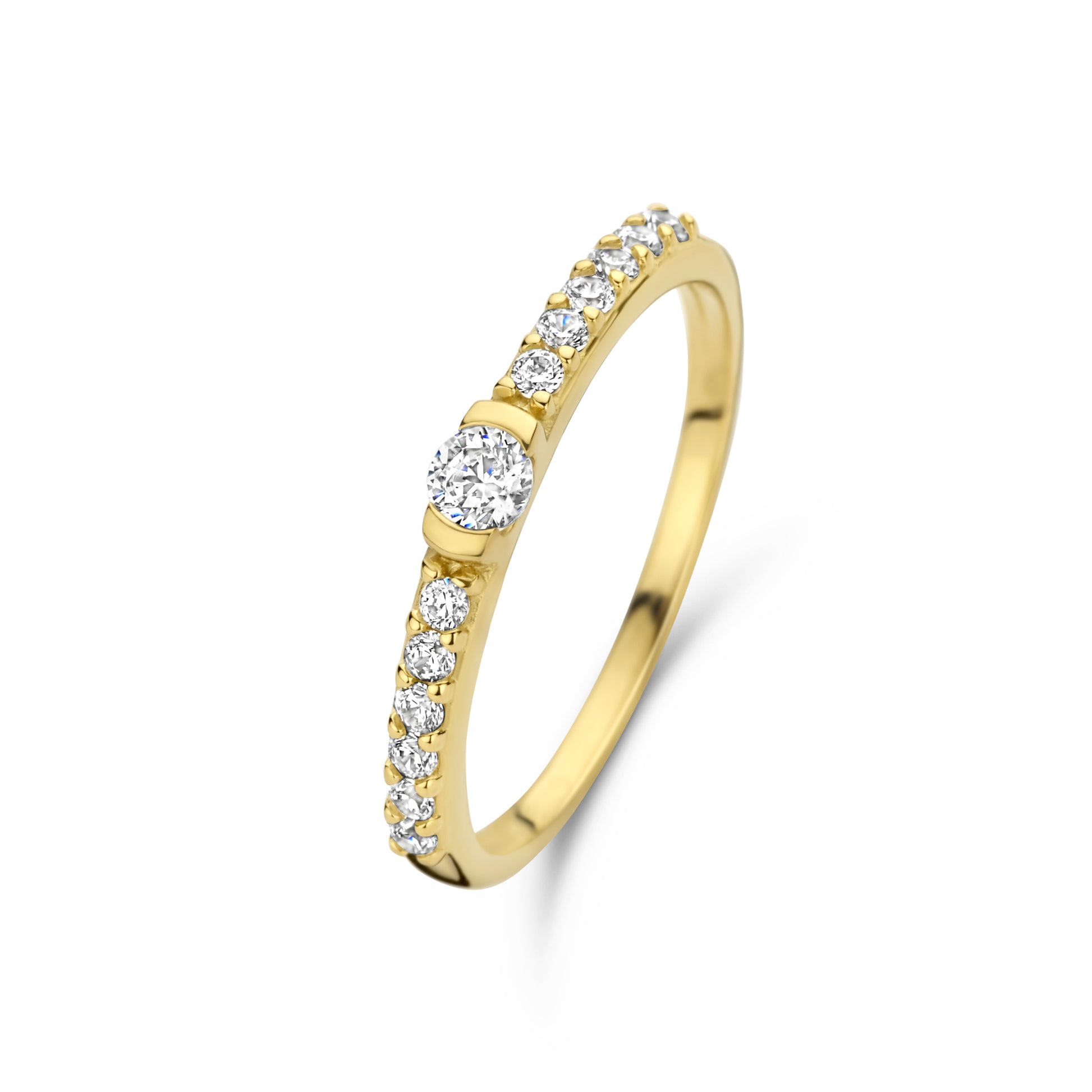 Santa Maria della Base 925 sterling silver gold plated ring with zirconia stones - Parte di Me