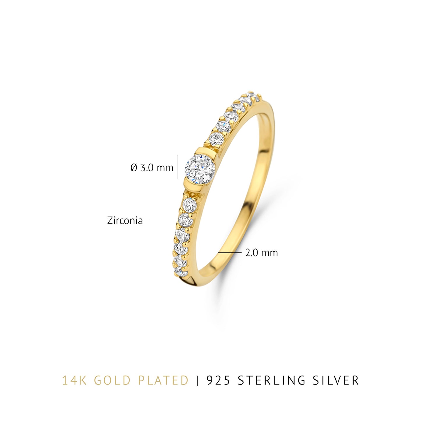 Santa Maria della Base 925 sterling silver gold plated ring with zirconia stones - Parte di Me