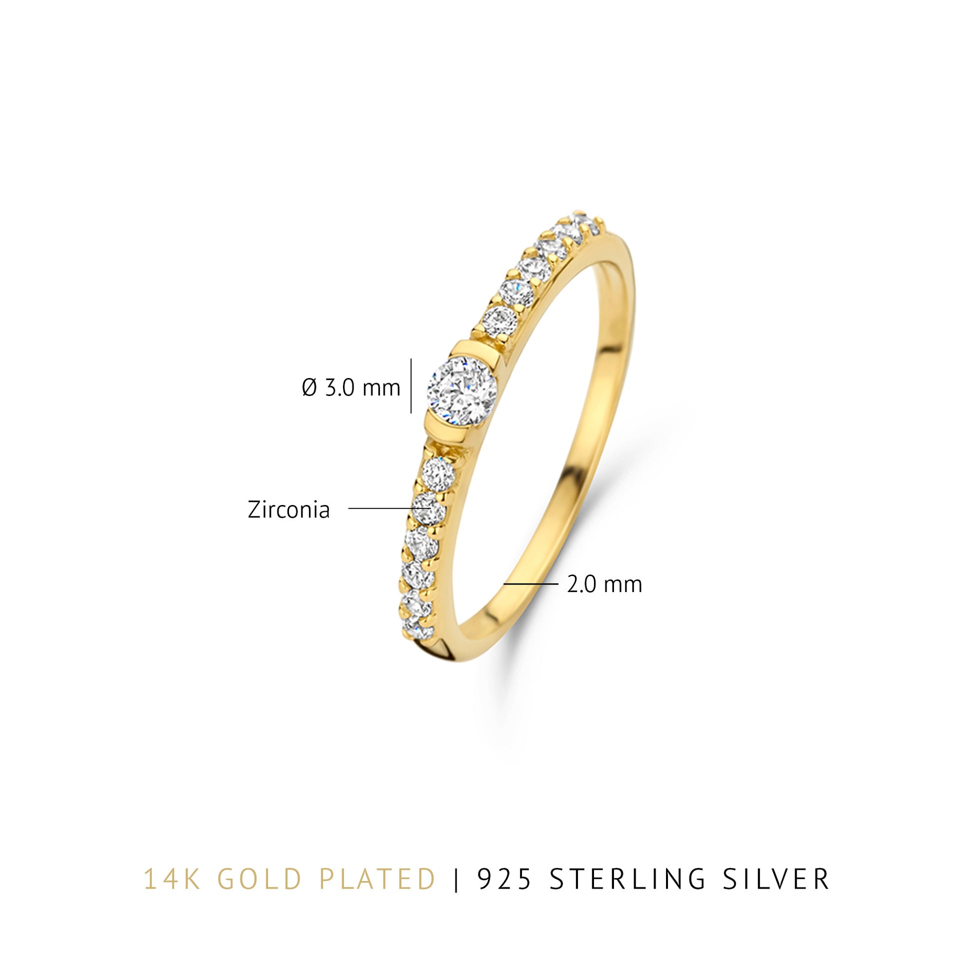 Santa Maria della Base 925 sterling silver gold plated ring with zirconia stones - Parte di Me