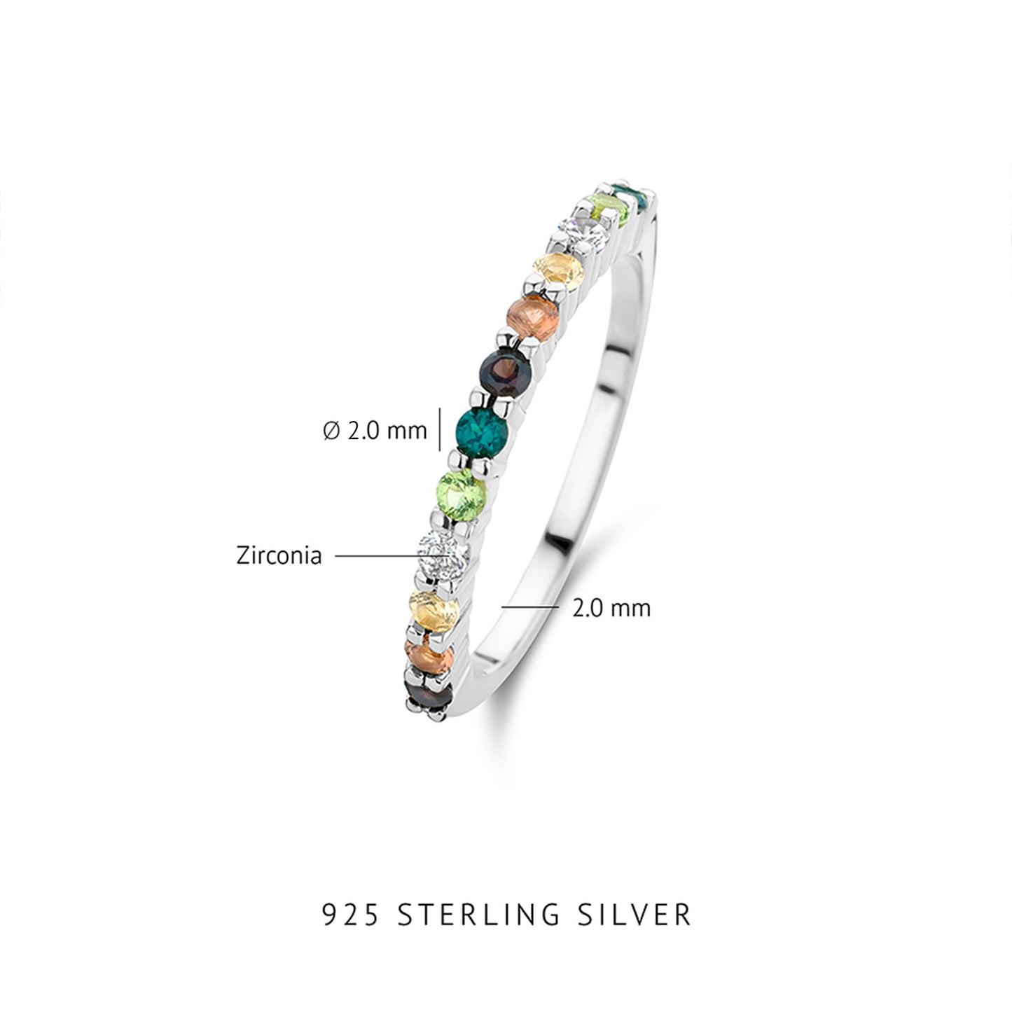 Santa Maria del Fiore 925 sterling silver ring with coloured zirconia stones
