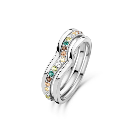 Santa Maria del Fiore 925 sterling zilveren ringen met gekleurde zirkonia steentjes