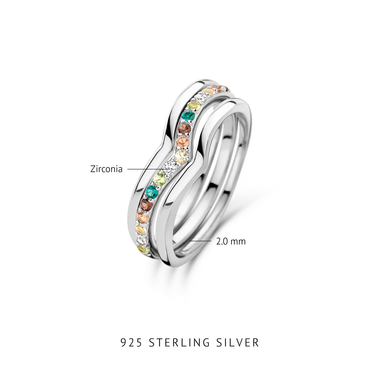 Santa Maria del Fiore 925 sterling silver rings with coloured zirconia stones - Parte di Me