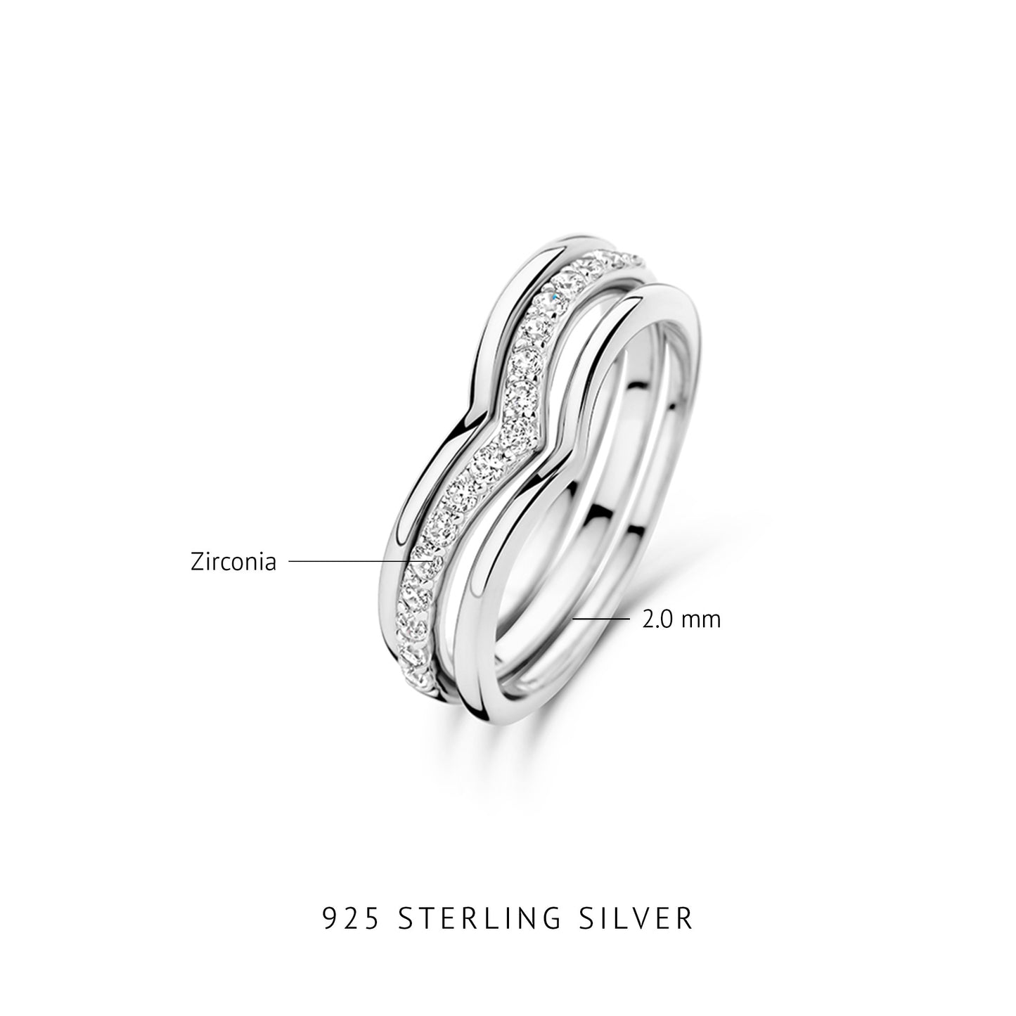 Santa Maria della Base 925 sterling silver rings with zirconia stones - Parte di Me