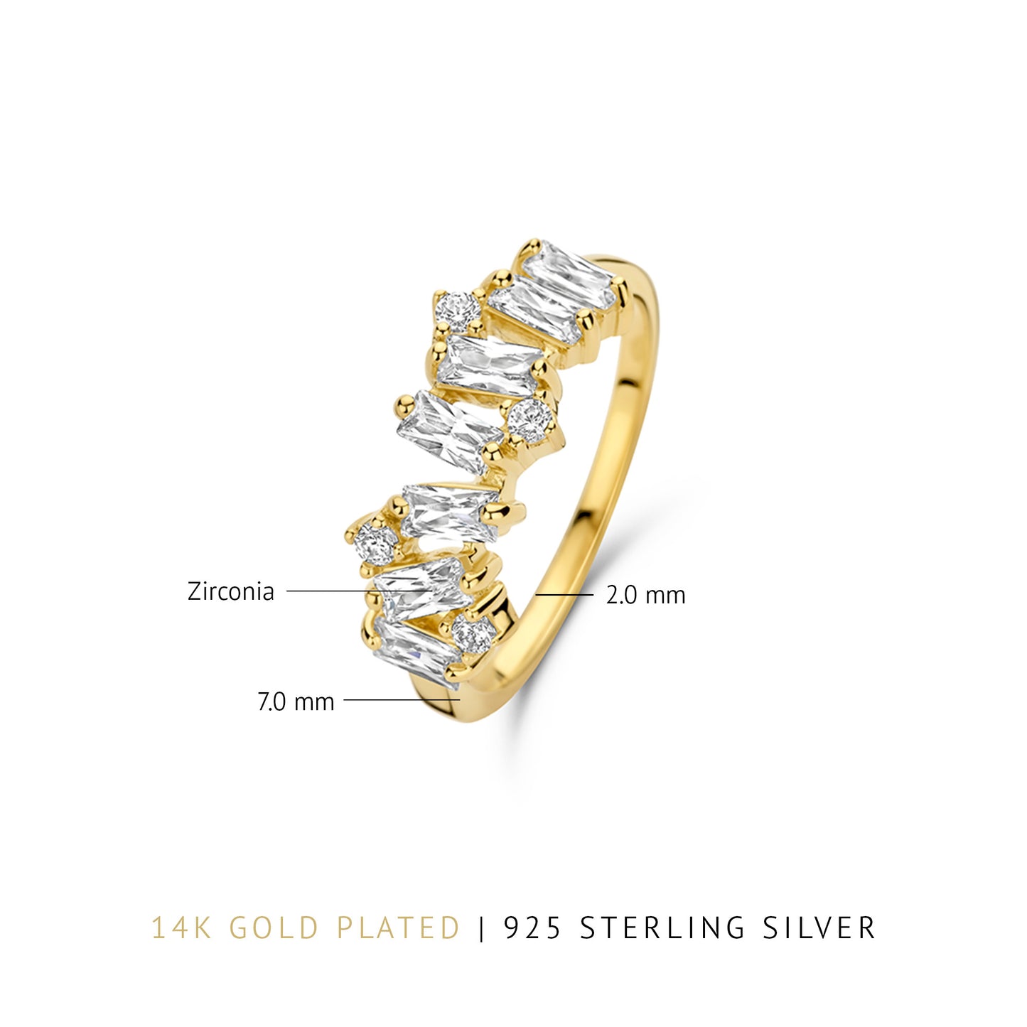 Santa Maria della Base 925 Sterling Silber vergoldete Ring mit Zirkonia Steinen