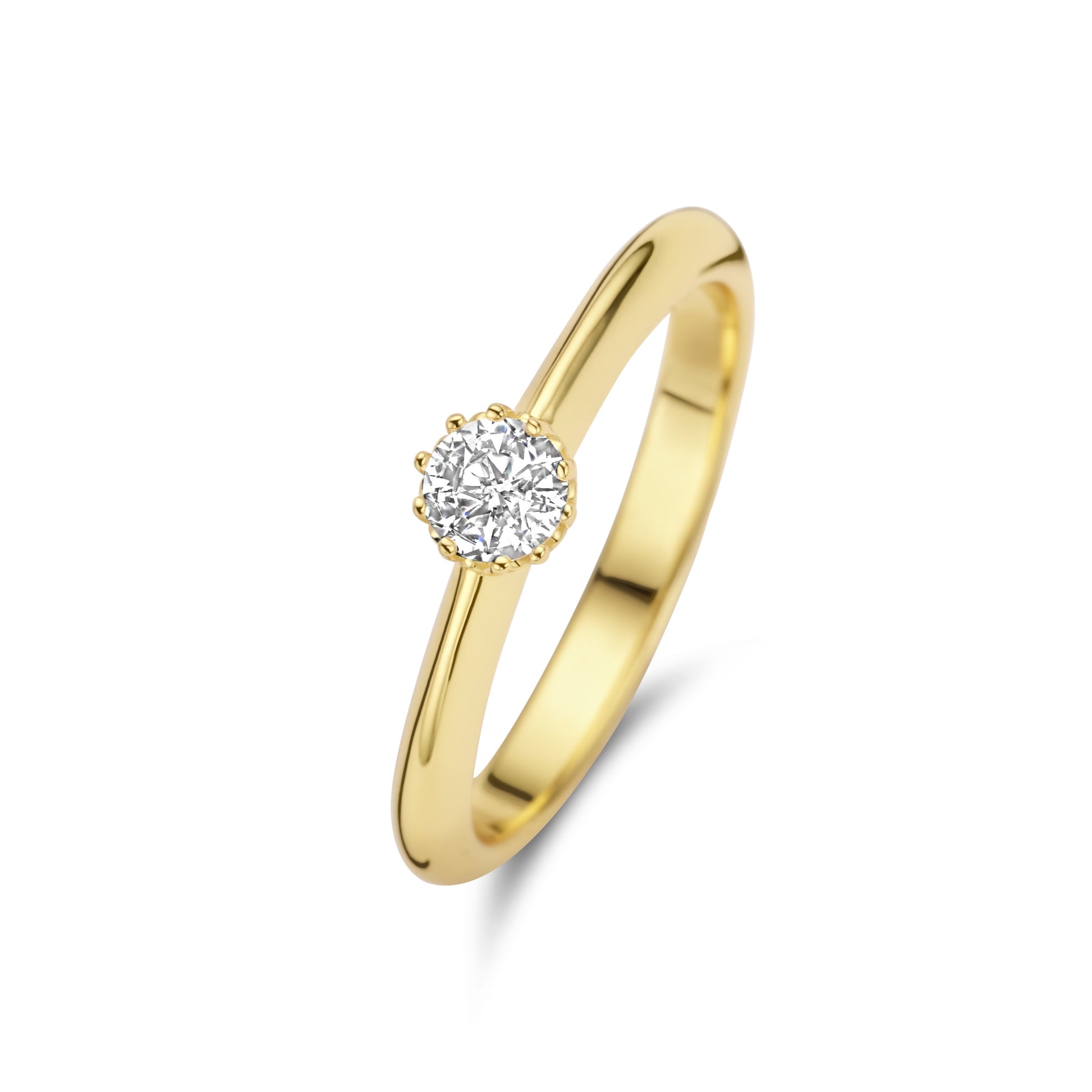 Cento Luci Mila 925 sterling silver gold plated ring with zirconia stone - Parte di Me