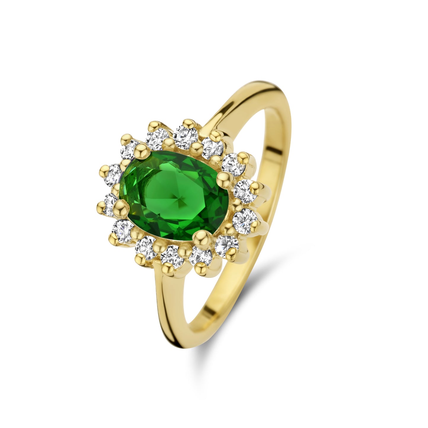 Mia Colore Verdi 925 sterling silver gold plated ring with green zirconia stone - Parte di Me